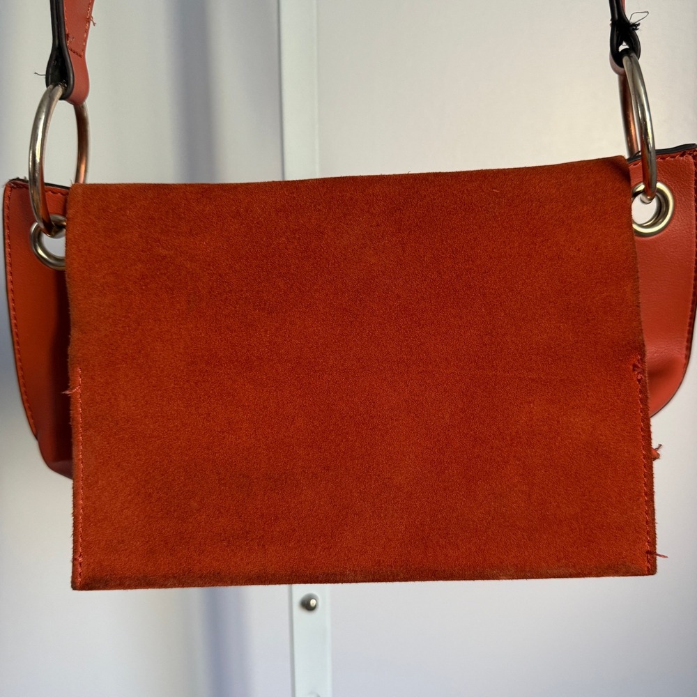 Parfois Shoulder Bag Suede Flap Closure Copper Color Purse - Picture 3 of 12